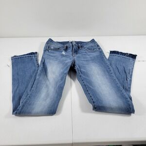 Special A Women's Jeans Distressed Raw Hem Straight Leg Size 3 Blue